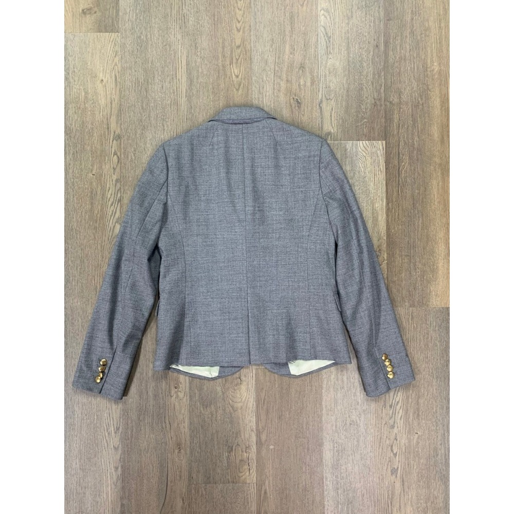 J.Crew Schoolboy Blazer Gray Wool Blend Gold Crest Button Jacket 92480 Size 8 - Picture 3 of 11